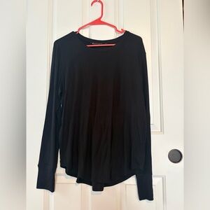 Athleta Black Cloudlight Ribbed Long Sleeve Top Size Large